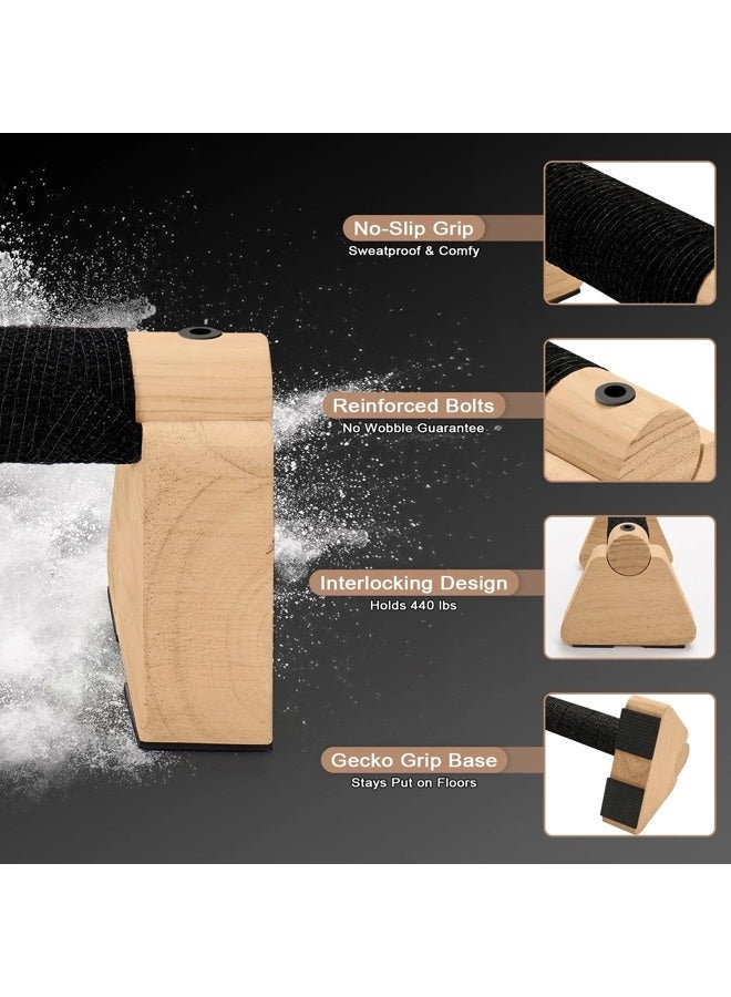 ShebSheb Parallettes Bars - Wooden Calisthenics Equipment for Handstand Training, Push Up Stands & Calisthenics Bars - Handstand Blocks and Pushup Handles for Men - Image 3